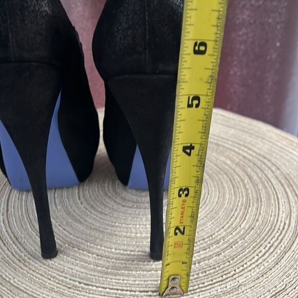 Versace Luxury Black Pleated Peep toe high platform heels Size 5 - Picture 7 of 12